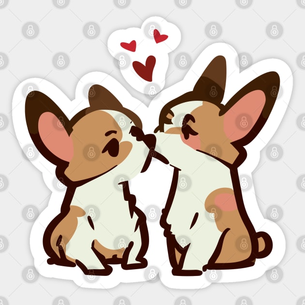 Two corgi dogs love Sticker by TomFrontierArt
